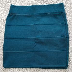 Mandee Teal Sweater Mini Skirt